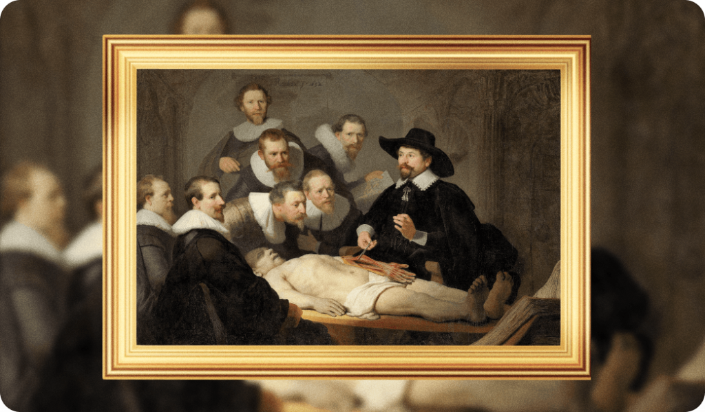 "Lección de anatomía del doctor Tulp", 1632